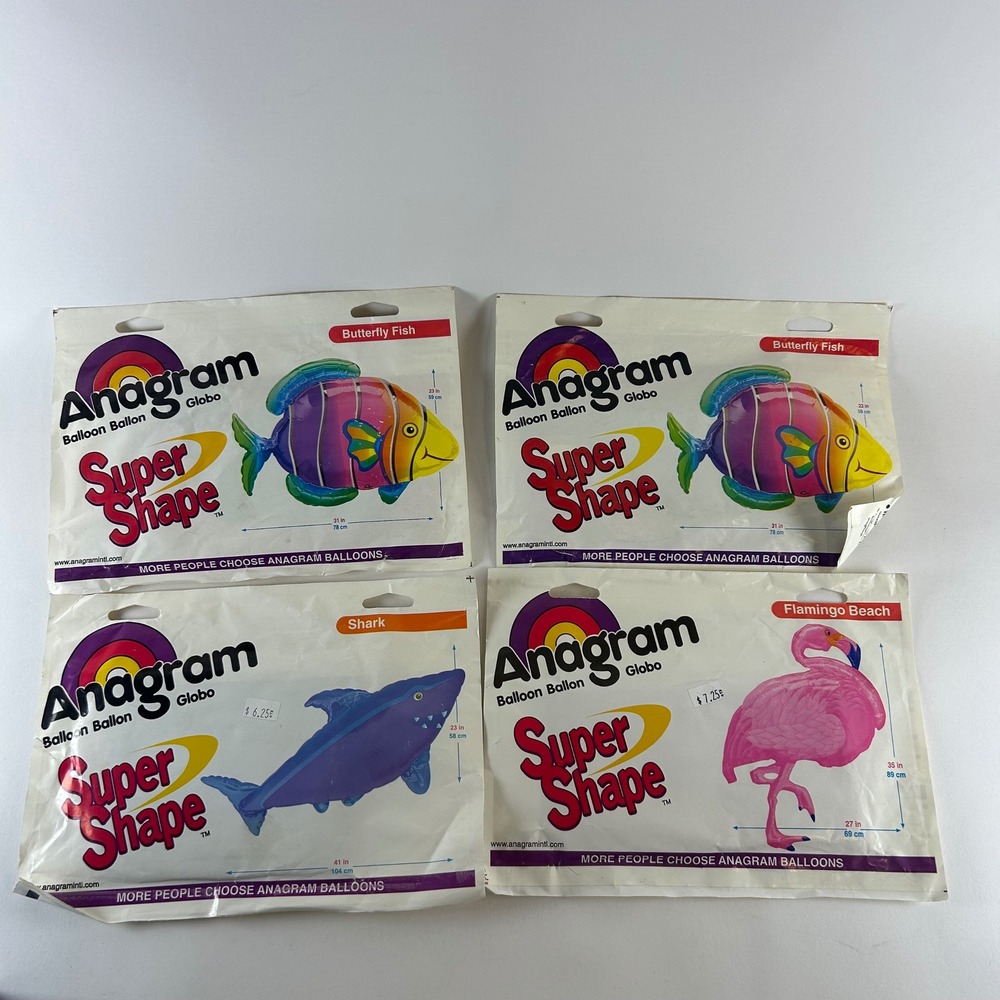 Anagram Balloon Lot Vintage Kids Party Decor Shark Flamingo Butterfly Fish